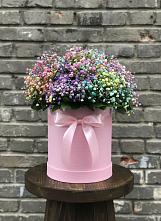 Цветочная композиция из Гипсофила и Розы в шляпной коробке #REPLACE_PRED# Кинель-Черкассы