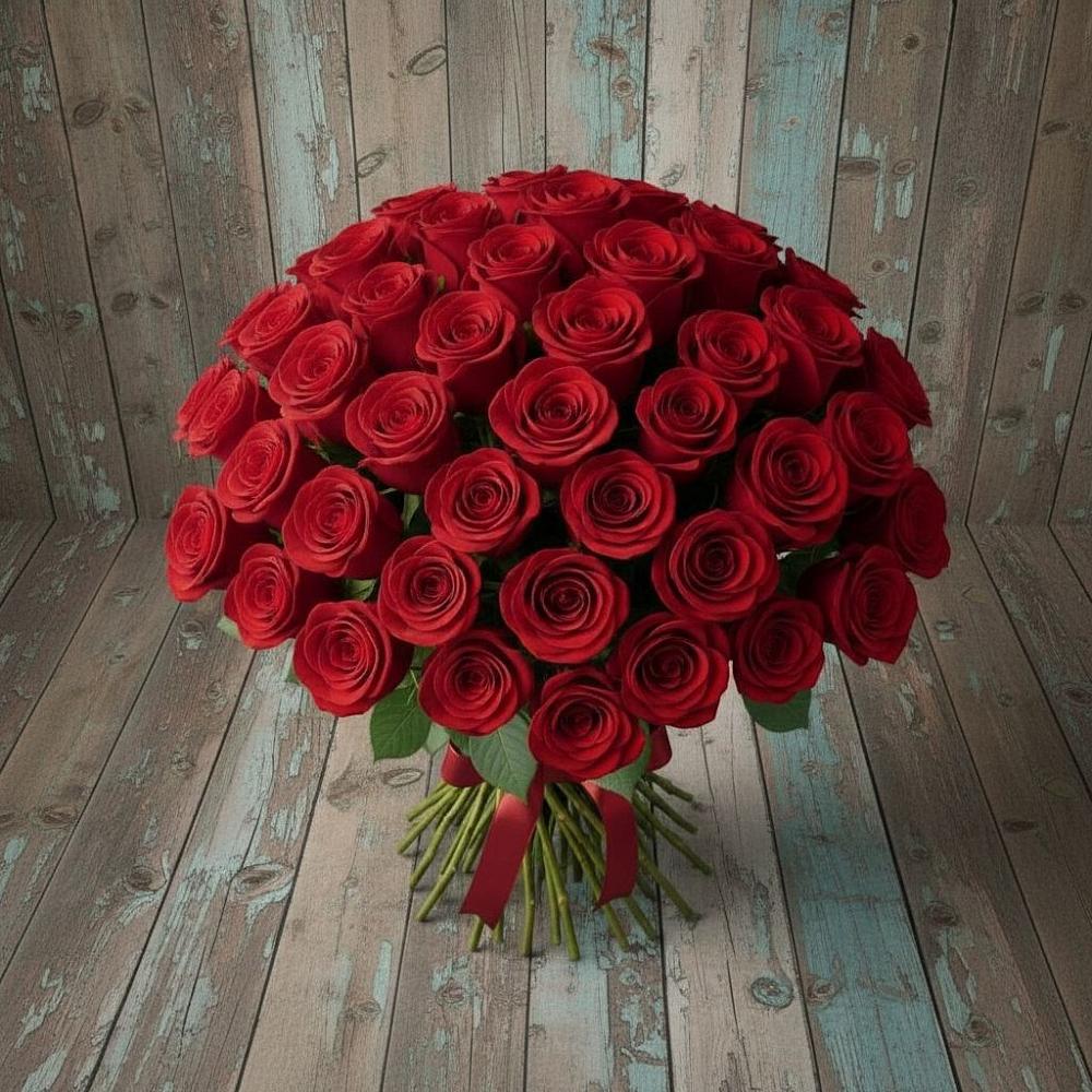 Букет 55 Красных роз Фридом в Кинель-Черкассы