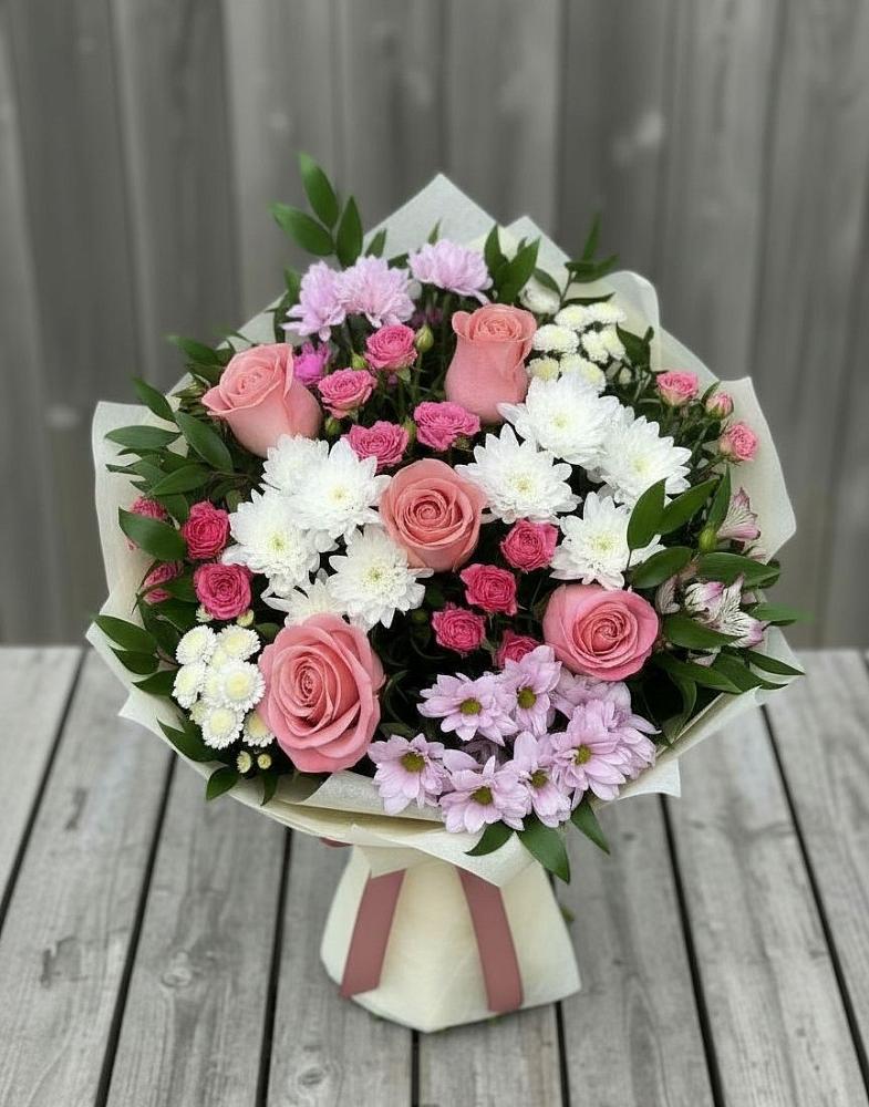 Букет цветов из: Альстромерии, Гвоздики, Розы и Хризантемы в Кинель-Черкассы