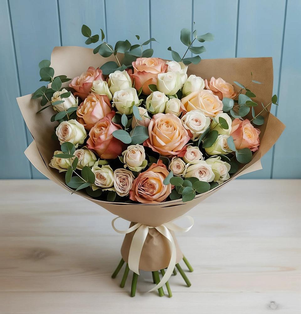 Букет цветов из: Альстромерии и Розы в Кинель-Черкассы