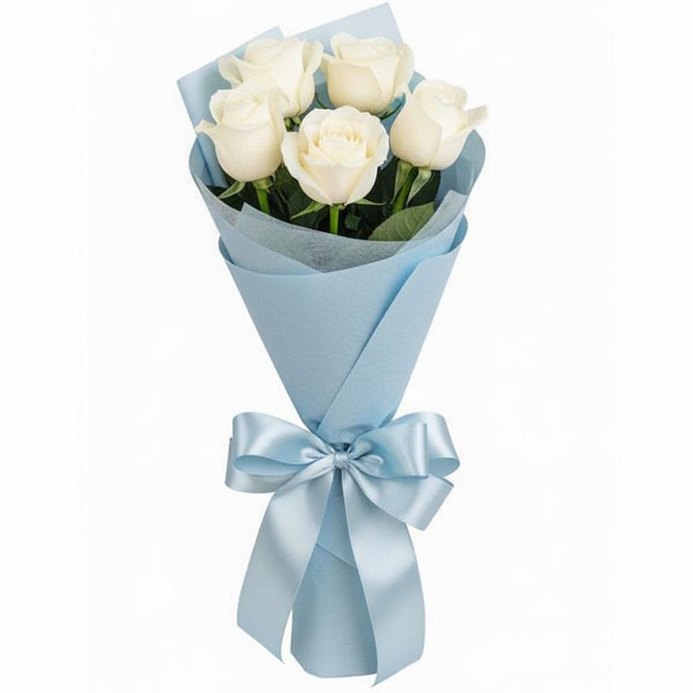 Букет 5 Белых роз Проуд в Кинель-Черкассы