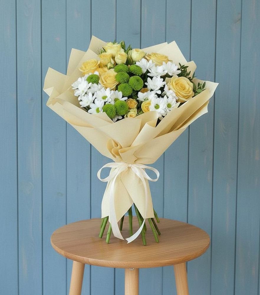 Букет цветов из: Хризантемы и Розы в Кинель-Черкассы