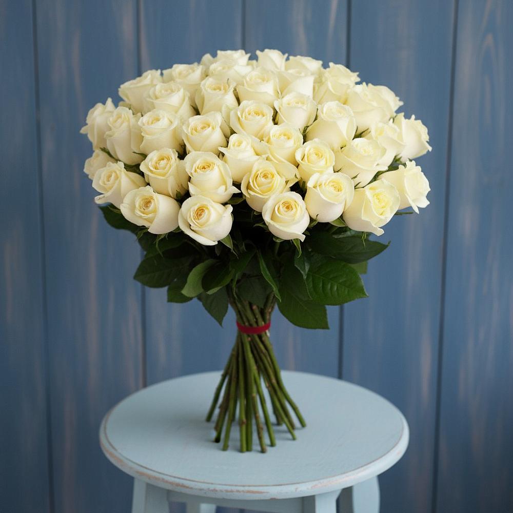 Букет 51 Белая роза Эдлесс Лав в Кинель-Черкассы