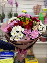 Букет цветов из:  Розы, Хризантемы и Альстромерии #REPLACE_PRED# Кинель-Черкассы