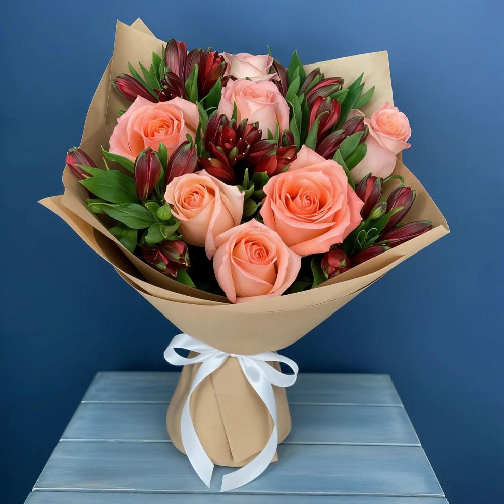 Букет цветов из: Розы и Альстромерии в Кинель-Черкассы