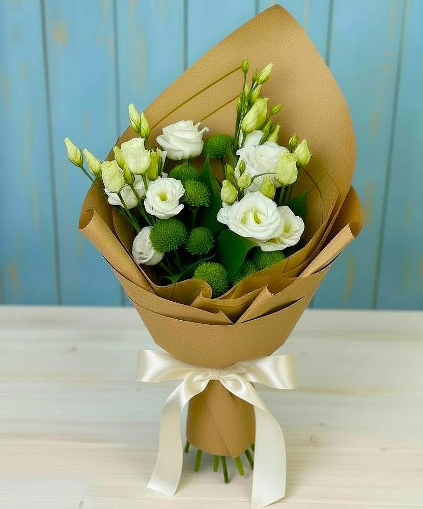 Букет цветов из: Хризантемы и Лизиантусы в Кинель-Черкассы