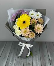 Букет цветов из:  Розы, Герберы и Хризантемы в Кинель-Черкассы