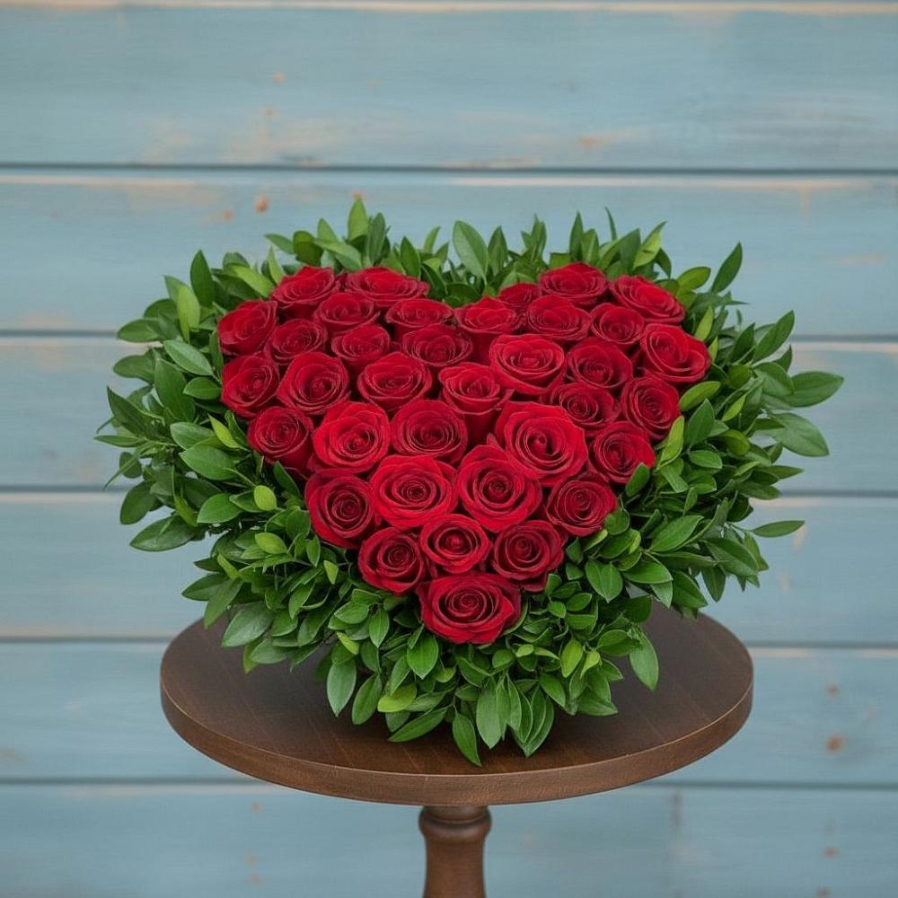 Цветочная композиция из Розы в виде сердца в Кинель-Черкассы