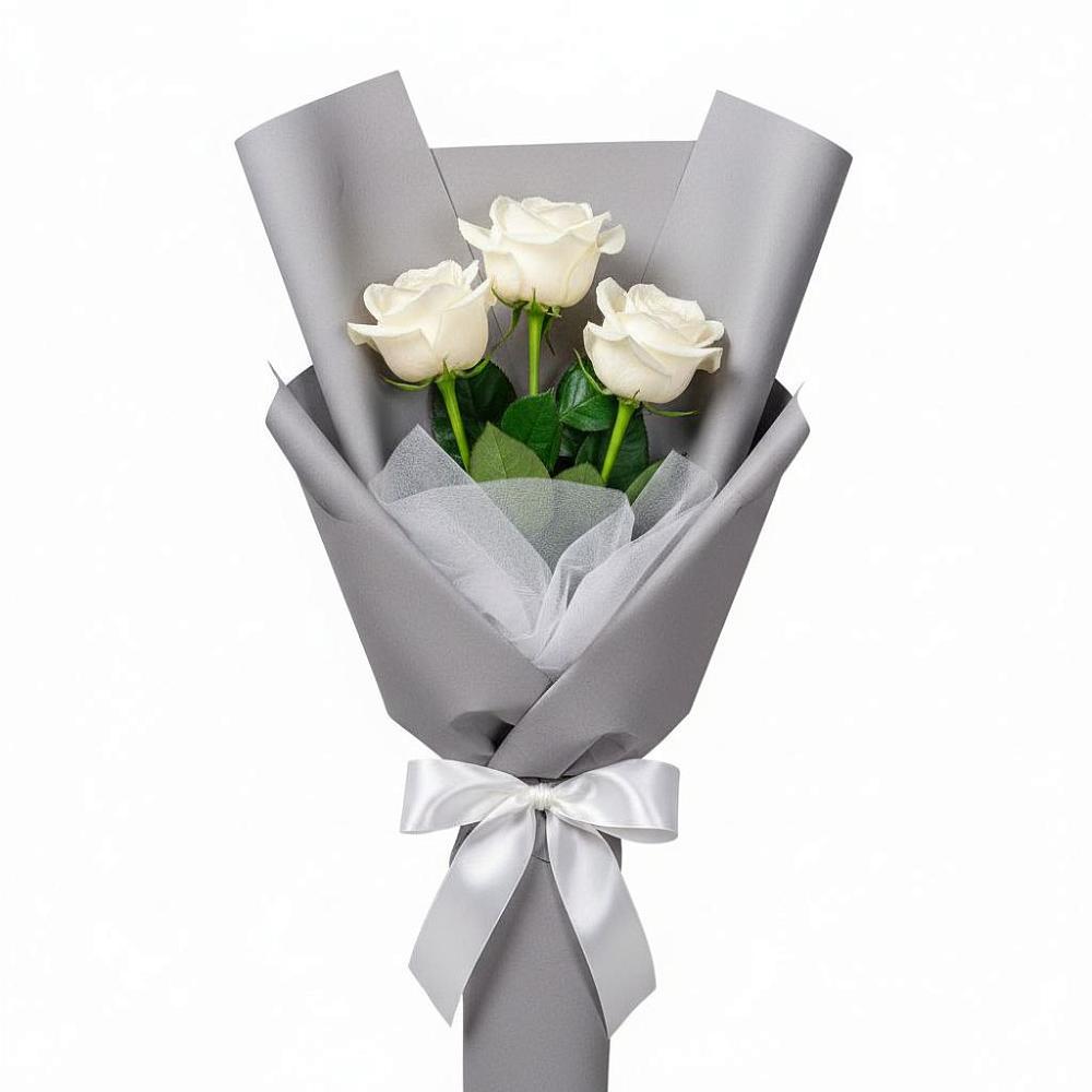 Букет 3 белые розы в Кинель-Черкассы