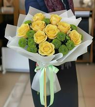 Букет цветов из:  Хризантемы и Розы в Кинель-Черкассы