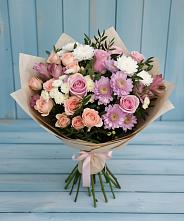 Букет цветов из:  Хризантемы, Розы и Альстромерии в Кинель-Черкассы
