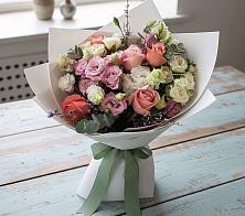 Букет цветов из:  Розы, Лизиантусы и Гвоздики в Кинель-Черкассы