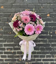 Букет цветов из:  Герберы и Хризантемы в Кинель-Черкассы