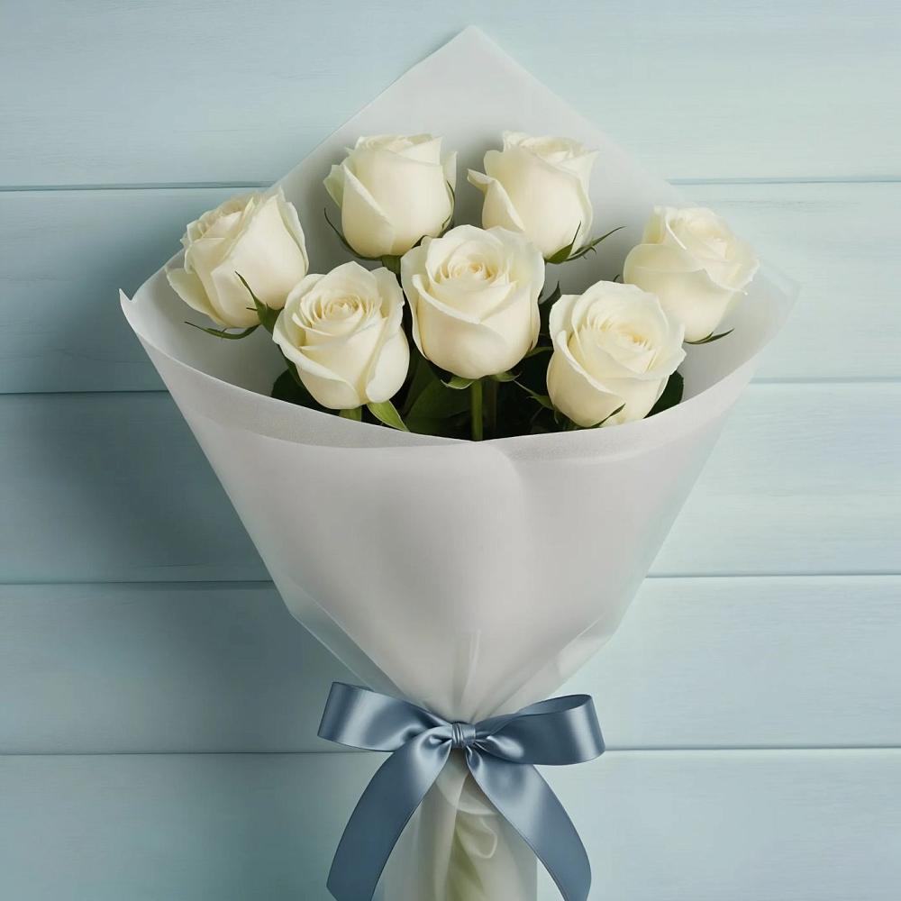 Букет 7 Белых роз Эдлесс Лав в Кинель-Черкассы