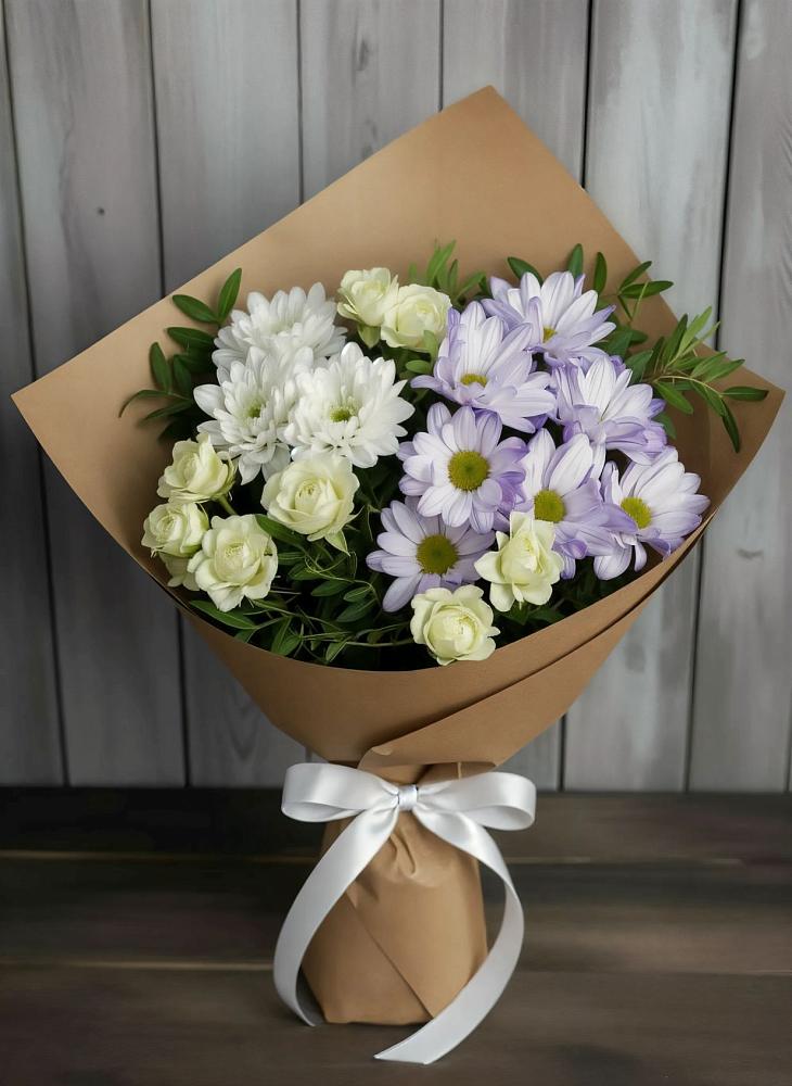 Букет цветов из: Хризантемы и Розы в Кинель-Черкассы